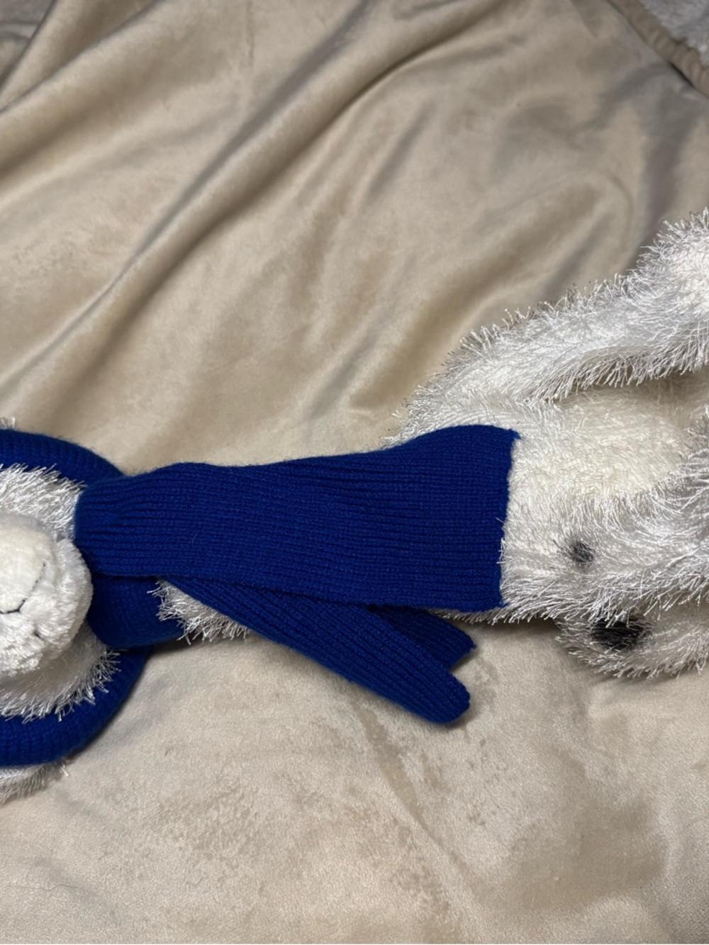Carlton Cards Twisted Whiskers White Plush Dog with Blue Scarf